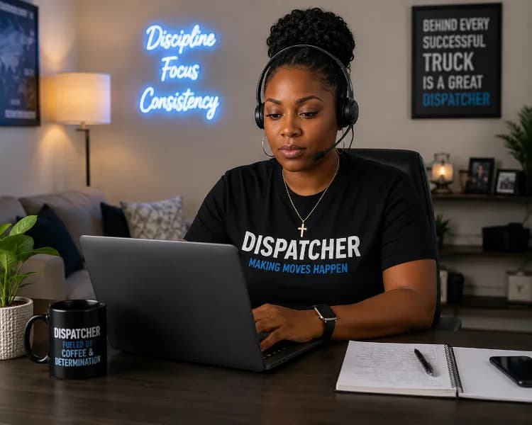 Dispatcher on the phone at their desk